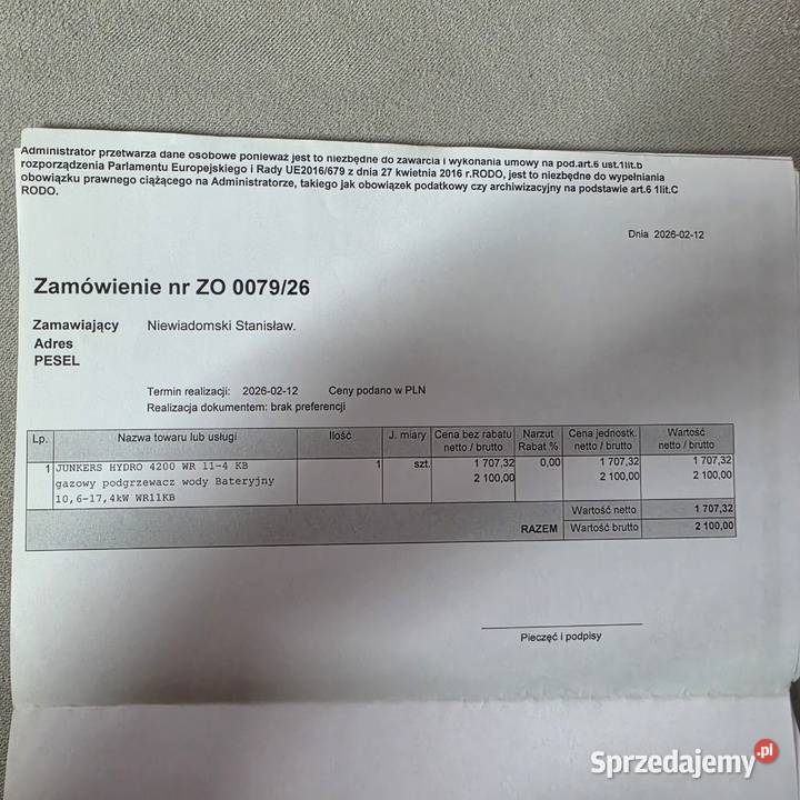 Piecyk Gazowy Dwikozy sprzedam
