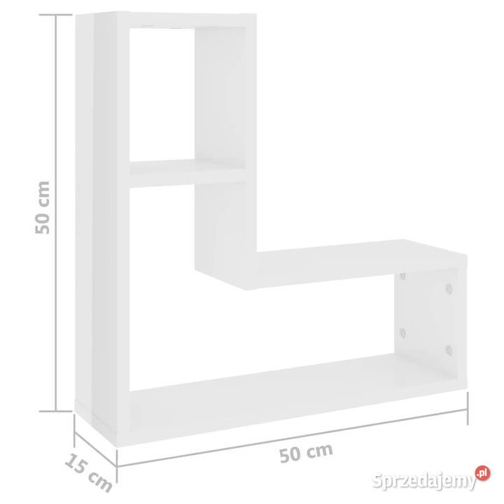 Półki ścienne 2 wysoki połysk białe 50x15x50 Meble Warszawa