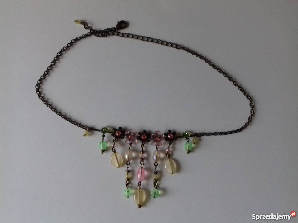 Zestaw biżuterii naszyjnik kolczyki z kwiatkami Ostrzeszów