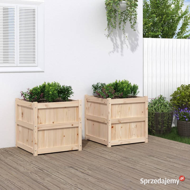 Donice ogrodowe 2 lite drewno sosnowe WM837425 Warszawa