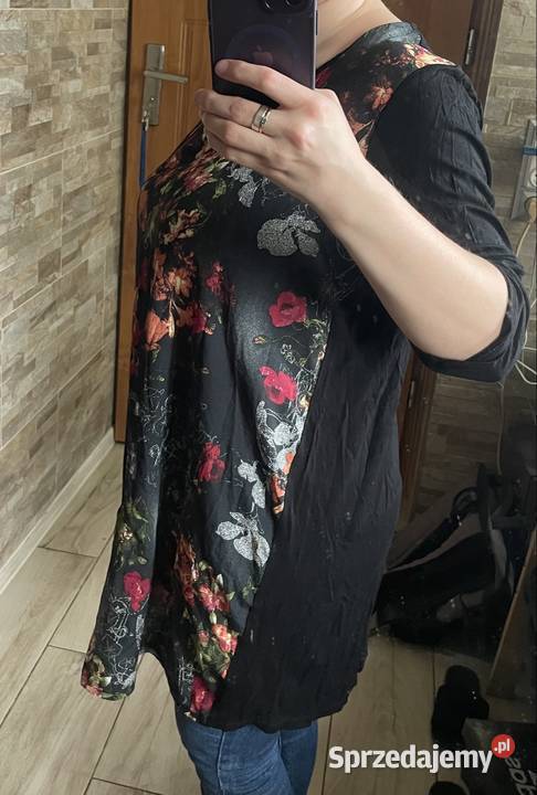 Sukienkatunika w kwiaty czarny Kłodawa