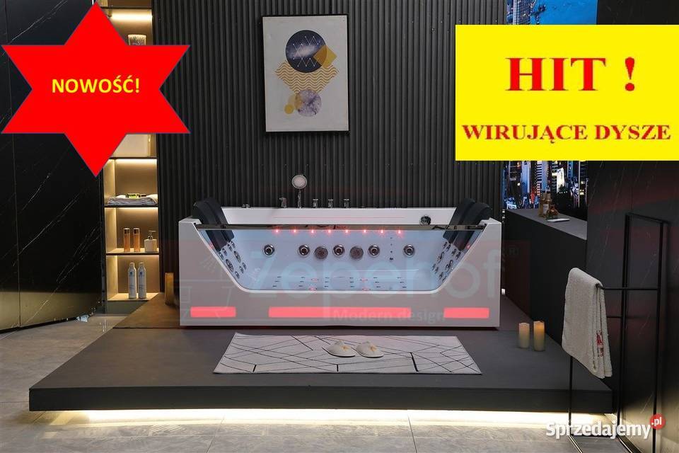 Wanna z hydromasażem 180cmx120cmx59 DYSZE Grabówka
