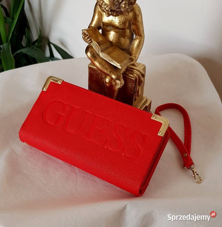 PORTFEL GUESS PORTMONETKA CZERWONY DUŻY PORTFEL Dla kobiet