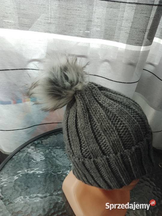 Czapka damska z pomponem szara Chrzanów sprzedam