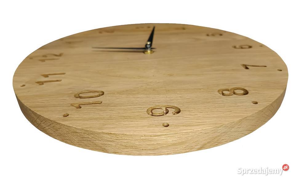 ZEGAR DREWNIANY DĘBOWY naturalny Średnica około śląskie Blachownia