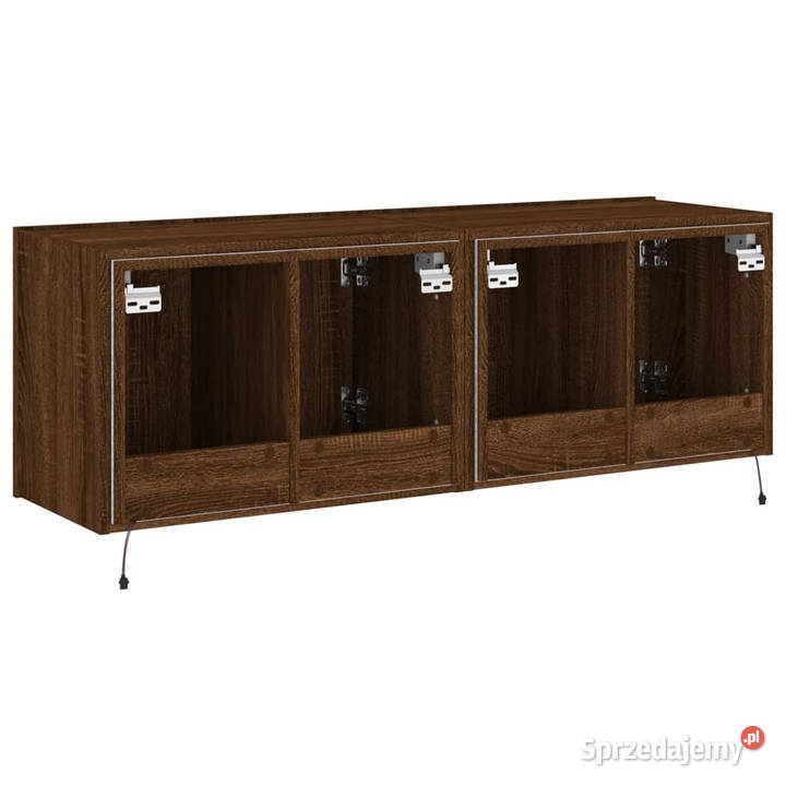 Ścienne szafki TV z LED 2 brązowy dąb 60x35x41 Warszawa