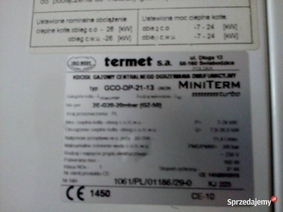 Piec gazowy termet i przejniki wielkopolskie Krotoszyn sprzedam