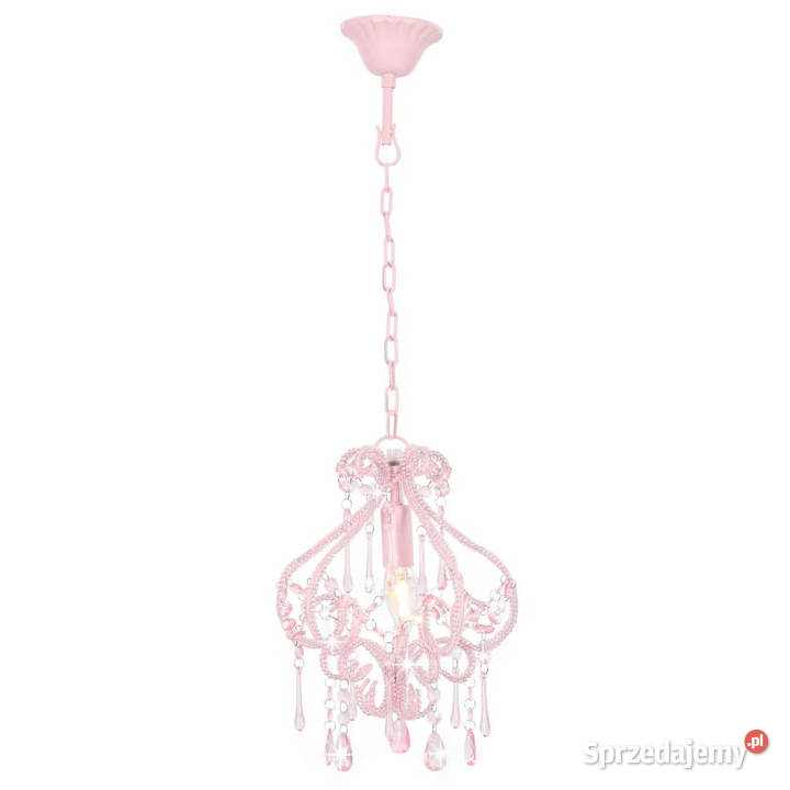 Lampa sufitowa z koralikami różowa okrągła E14 Warszawa