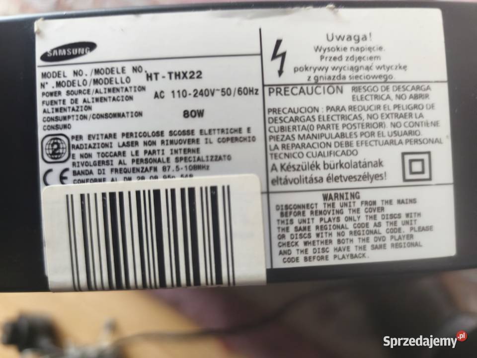 Sprzedam używane kino domowe Samsung typ HT THX Zestawy kina domowego mazowieckie Płock