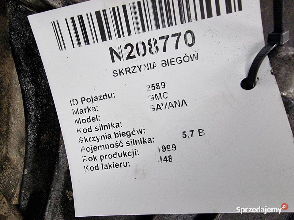 SKRZYNIA BIEGÓW GMC SAVANA 9LHD 57 Pozostałe kujawsko-pomorskie Lipno