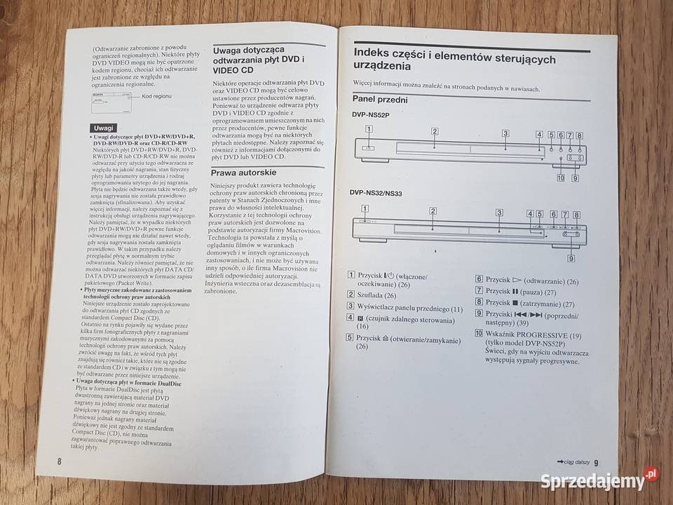 Sony CDDVD Player Instrukcja Obsługi DVPNS32 Golina