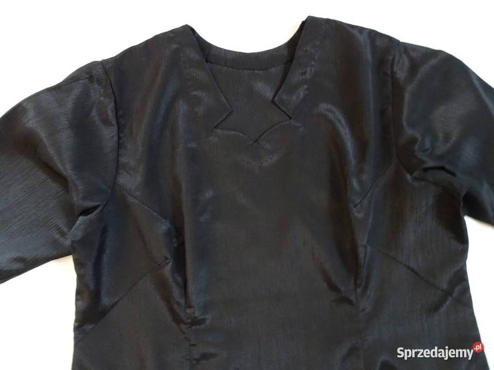 czarna midi sukienka z rozcięciami 44