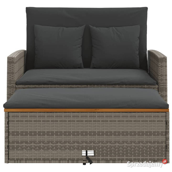 Sofa ogrodowa z poduszkami 2os szara rattan PE i Warszawa