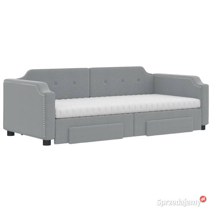 Sofa rozsuwana z szufladami jasnoszara tkanina mazowieckie Warszawa