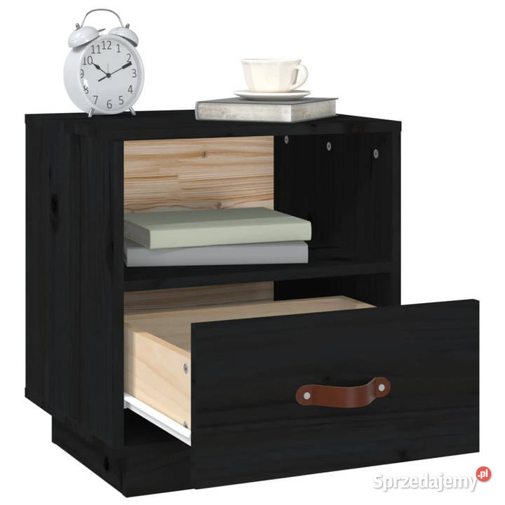 Szafka nocna czarna 40x34x45 lite drewno sosnowe Warszawa