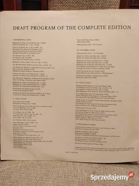 Bartok Bela Muzyka Klasyczna 1980 Wałbrzych sprzedam