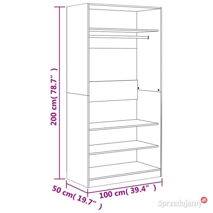 Szafa brązowy dąb 100x50x200 materiał Warszawa
