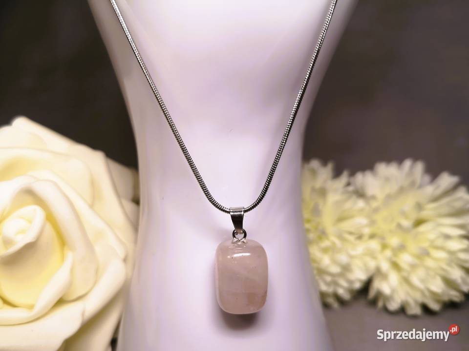 Naszyjnik z naturalnym kamieniem kwarc różowy