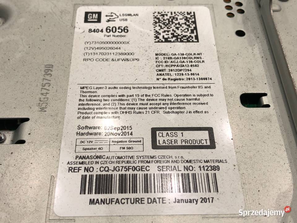 RADIO OPEL MERIVA B 84046056 1017 ODTWARZACZ podkarpackie