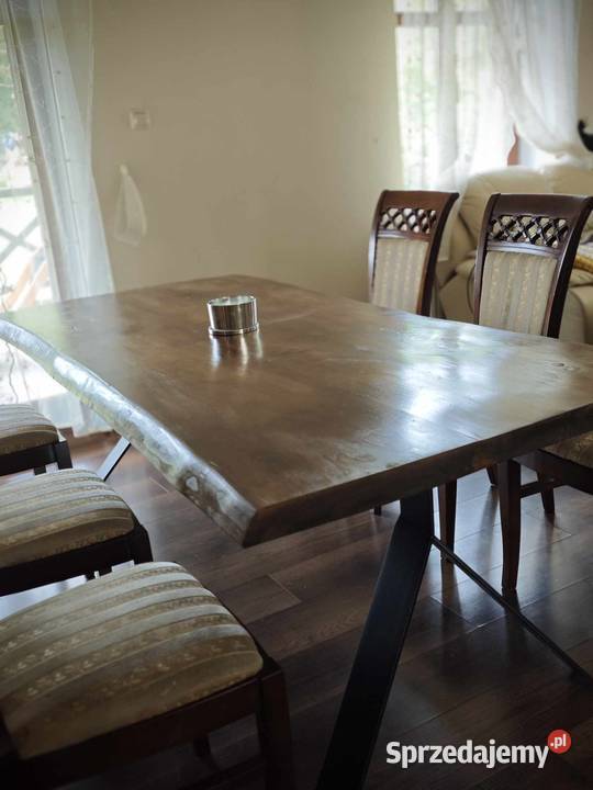 Stół loft stalowe nogi naturalna krawędź oflis Gdańsk