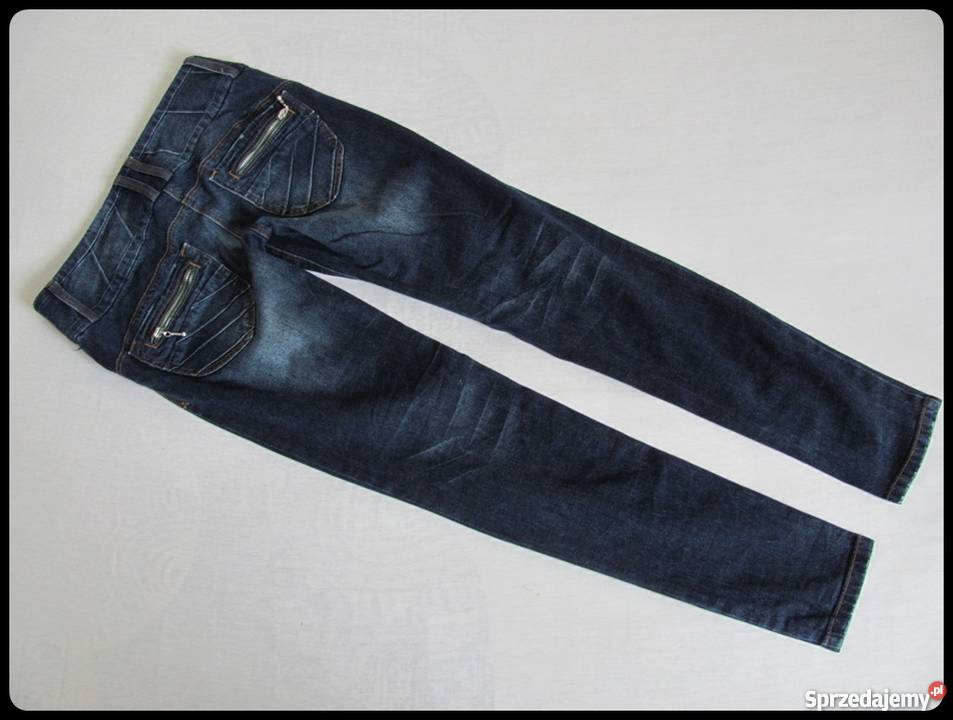 RAINBOW spodnie jeansowe z przetarciami 38 M Długie Płock