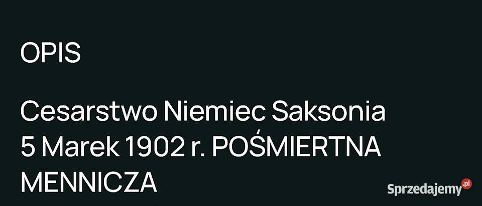 5 Marek 1902 r Saksonia POŚMIERTNA Węgorzewo