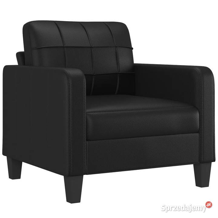 4osobowa sofa z poduszkami czarna sztuczna skóra Warszawa sprzedam