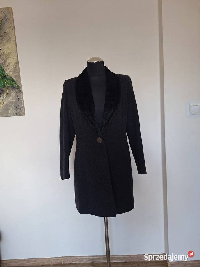 Czarny klasyczny płaszcz kaszmir wełna z czarny Kraków