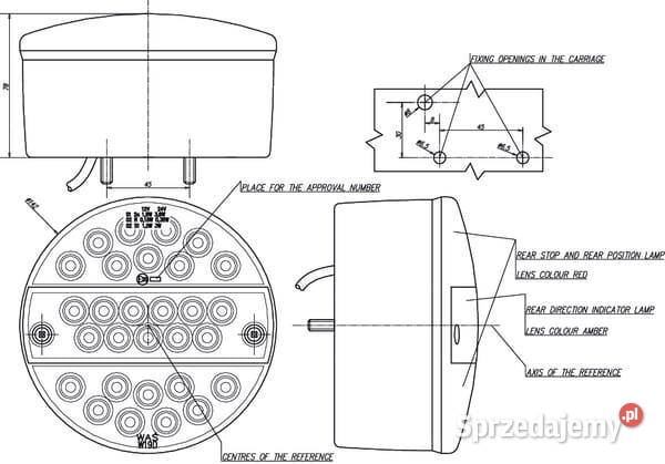 Lampa tylna zespolona LED okrągła 142 mm 1224V Oświetlenie