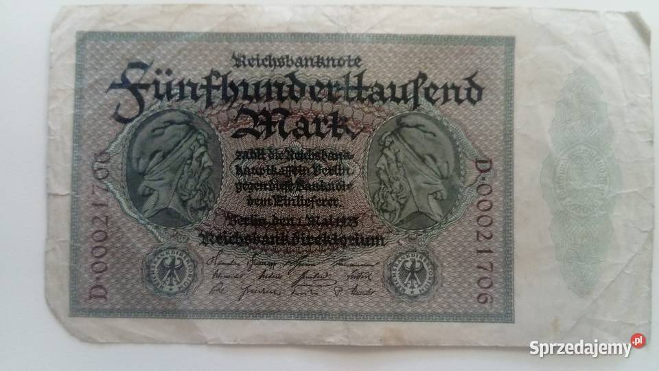 Banknot 500000 marek 1923 r Mosina