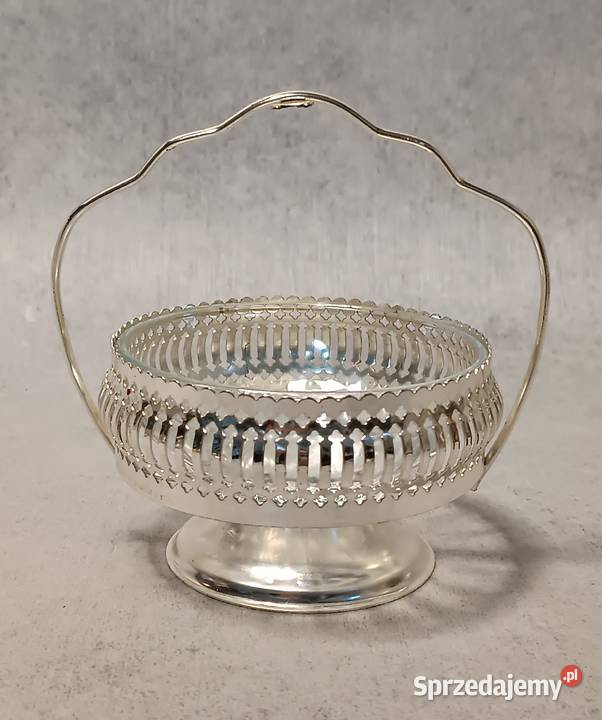 Vintage Szklana Cukiernica w koszyku Dobrzany