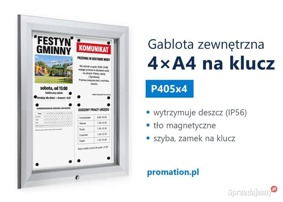 Zewnętrzna gablota ogłoszeniowa 4A4 do