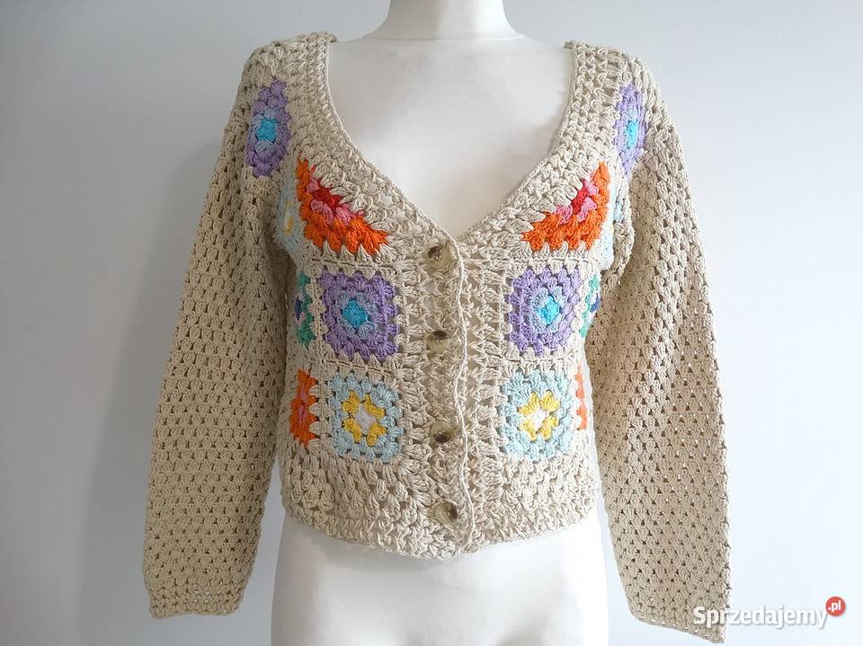 Sweter Kardigan Szydełkowy Handmade Crochet Łomża sprzedam