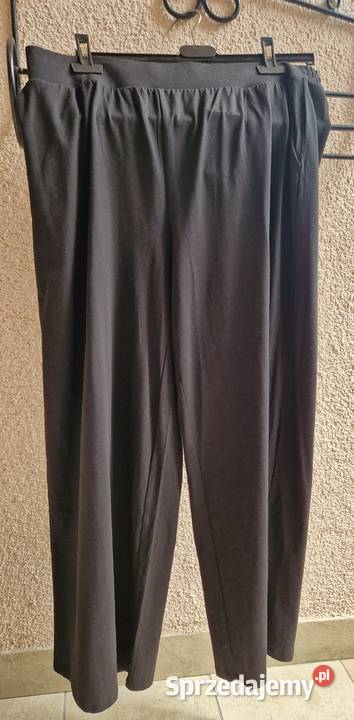 Spodnie damskie szerokie nogawki czarny trykot Lublin