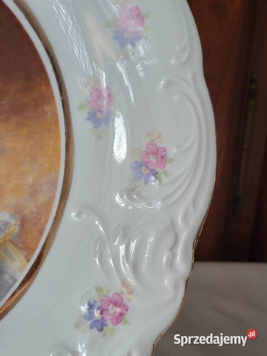 Piękny wielki talerz portret Augustyna Wawel Gdańsk