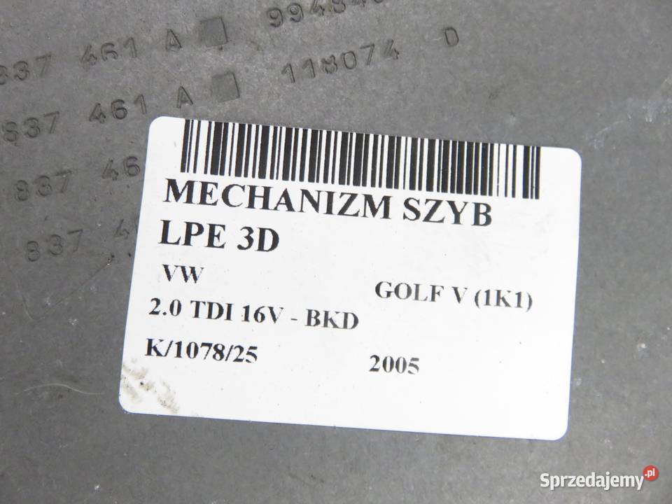 PODNOŚNIK SZYBY LEWY PRZEDNI 3D VW GOLF V małopolskie