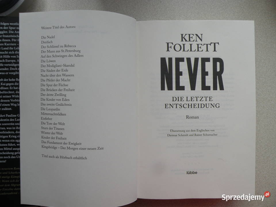 KEN FOLLETT NEVER wyd Lubbe Germany Rok wydania 2021 małopolskie Andrychów