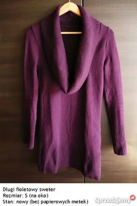 Fioletowy sweter swetr długi s 36 golf dekolt Inowrocław