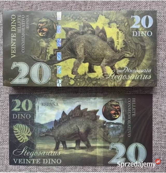 Kolekcjonerski zestaw banknotów z dinozaurami 5 mazowieckie Warszawa