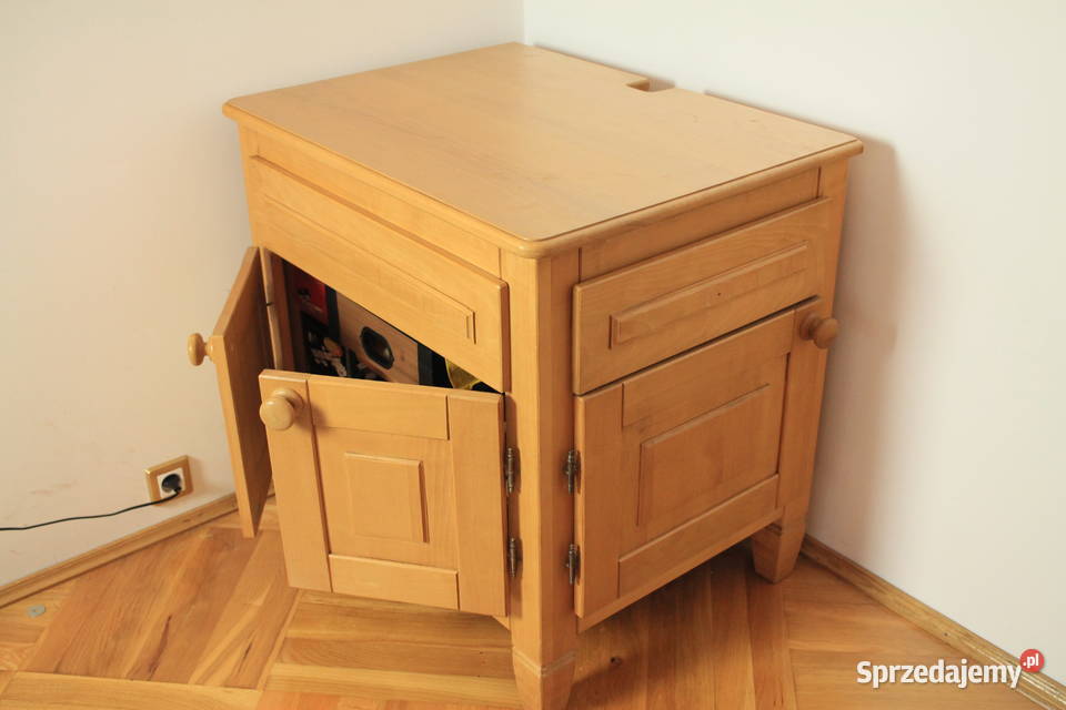 Piękny stolik dębowy narożny z szufladami Pszczyna