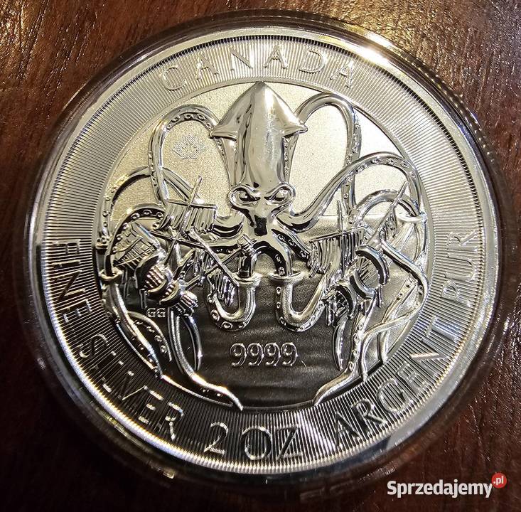 Srebrna moneta 2 uncje Kraken Canada podkarpackie Przemyśl