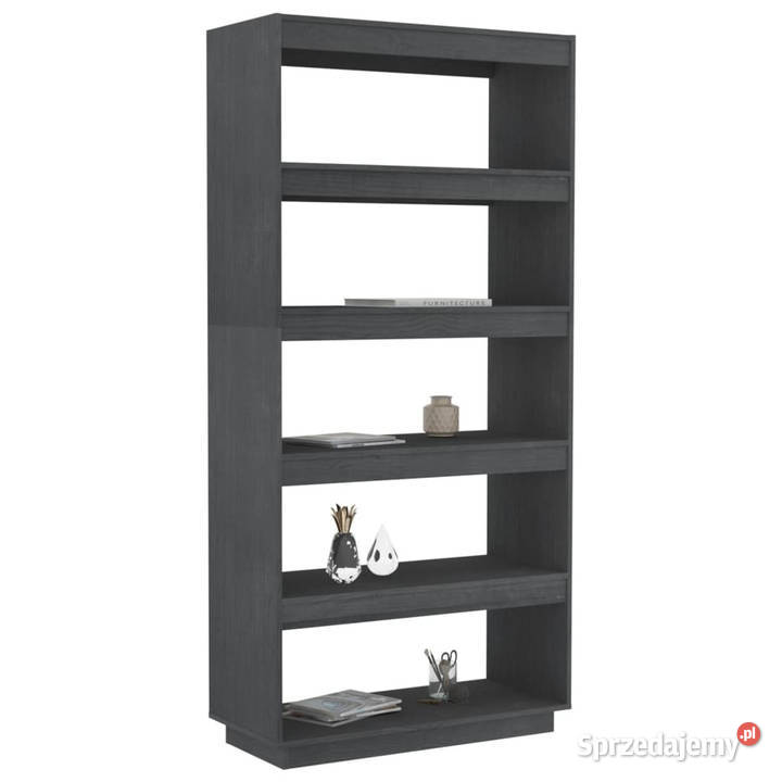Regałprzegroda szary 80x35x167 lite drewno Regały