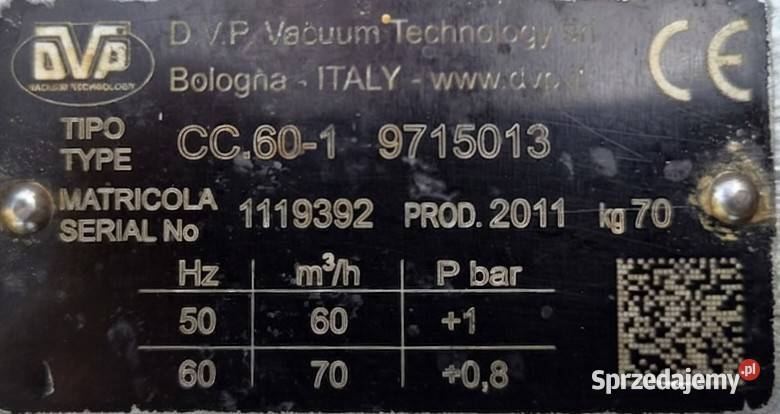 Kompresor łopatkowy DVP CC601 Wydajność 60 m3h Pleszew