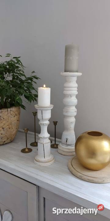 Świeczniki drewniane toczone dekoracje ślubne Dekoracje i ozdoby Poznań