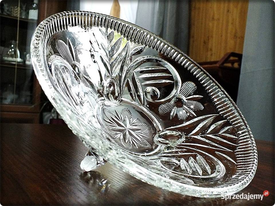 Patera Misa kryształowa na 3 ślimaczych nogach z sprzedam