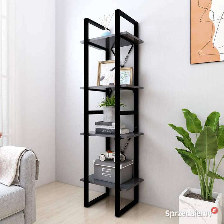 4poziomowy regał na książki szary 40x30x140 Regały