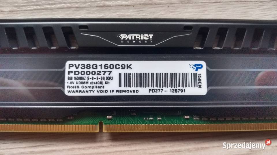 Pamięć RAM Patriot Viper 2x4GB DDR3 1600Mhz Pojemność 8GB mazowieckie Raciąż