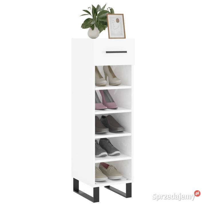 Szafka na buty wysoki połysk biała 30x35x105 Na buty