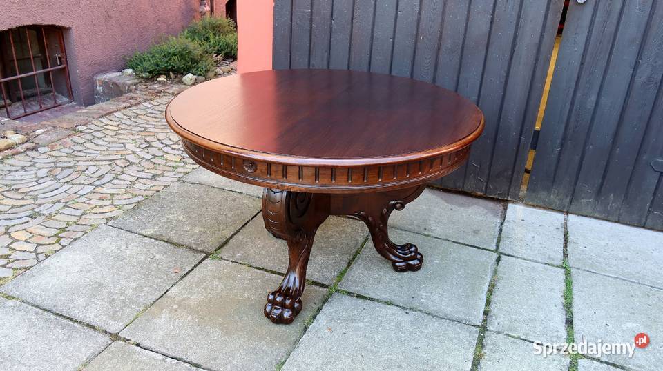 Unikatowy Okrągły Neorenesansowy Stolik Lwie