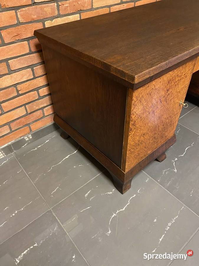 Stare dębowe dwustronne biurko gabinetowe 78cm Września sprzedam
